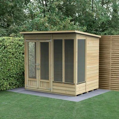 Image of 7&#039; x 5&#039; Forest Beckwood 25yr Guarantee Double Door Pent Summer House (2.26m 1.7m)