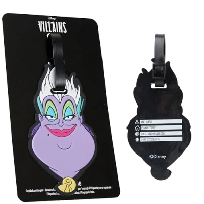 Image of Disney Luggage Tags for Suitcase, Baggage Identification Travel Name Address (Purple Ursula)