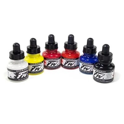 Image of Daler Rowney JDAFWP6 160100006 Acrylic Ink Set (Pack of 6)
