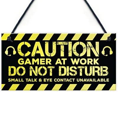 Image of RED OCEAN Gaming Funny Caution Bedroom Sign Games Room Gamer Gift For Boys Brother Son