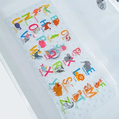 Image of ShineCozy Cartoon Non Slip Bathtub Mat 90 * 40 CM XL Large Size Anti Shower Mats for Floor Tub (Alphabet)
