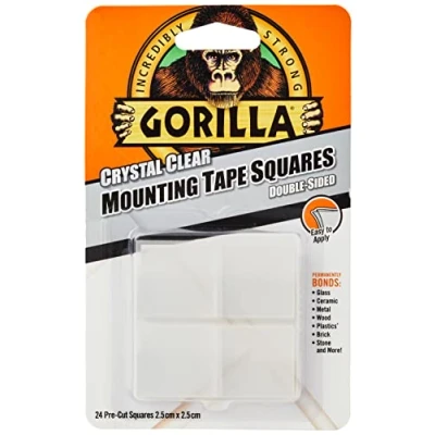 Image of Gorilla Mounting Tape Squares Crystal Clear (1 Pack)