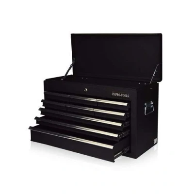 Image of US PRO Tool Box 6 Drawer Mobile Chest Portable Cabinet Gloss Black Ball Bearing Slide Drawers