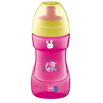 Image of MAM Sports Cup, 330 ml, Trendy Non Spill Cup for 12+ months, Baby Bottle with Free Flow Spout, Toddler Pink (Designs may vary)