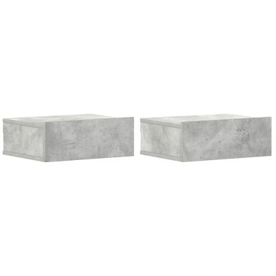 Image of vidaXL Floating Bedside Tables 2 Pieces 40 x 30 15 cm Baton Grey