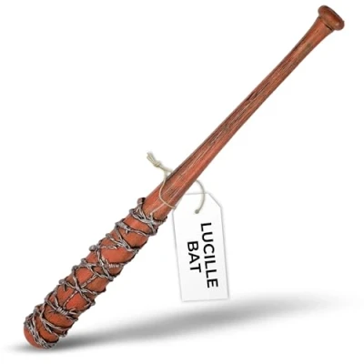 Image of Next Level Cosplay Prop Replica Baseball Bat Lucille Negan Faux Barbed Wire Foam Larp Accessory Handle Silver Pu Safe Flexible Length 82.5cm
