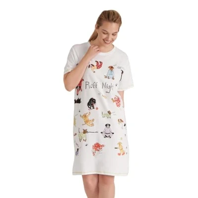 Image of Hatley Women&#039;s Ruff Night Sleepshirt Nightie, White, One Size