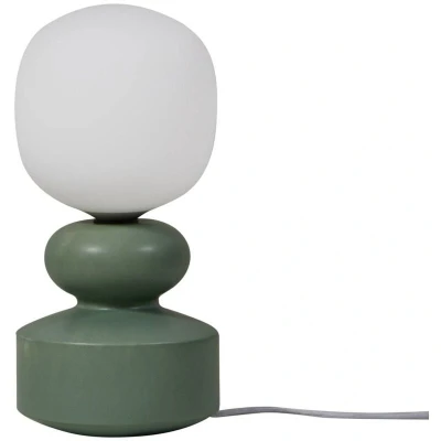 Image of Lucande table lamp Fidelo, white/green, 38 cm, glass, ceramic
