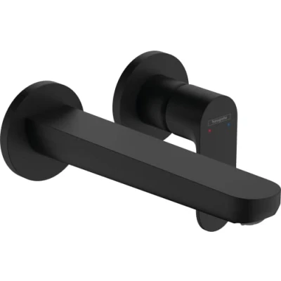 Image of Hansgrohe Rebris S Basin Mixer Tap for Concealed Installation Wall Mounted with Spout 20 cm, Matt Black, 72528670