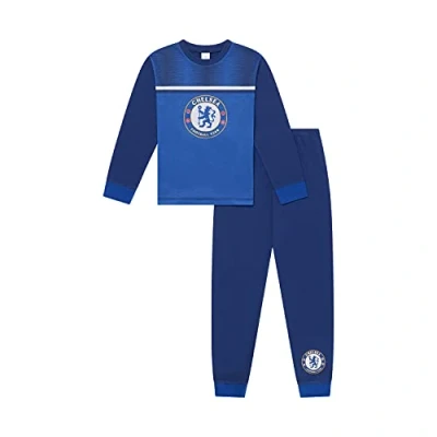 Image of Chelsea F.C Boys Pyjamas, CFC PJ Set Ages 3 to 15 Years Old, Official Football Merchandise (14 Years) Blue