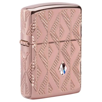 Image of Zippo Pocket Lighter, Brass, Armor Rose Gold Diamond Pattern, One Size