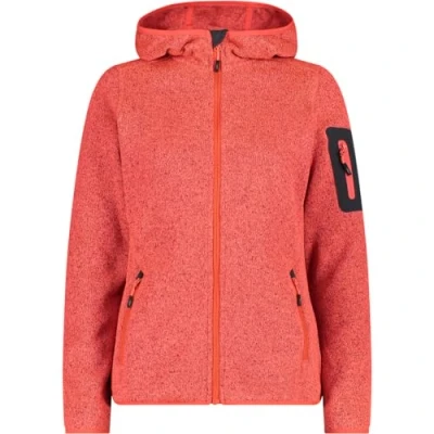 Image of CMP Woman Jacket Fix Hood, Poppy Red Fluo Anthracite, XS