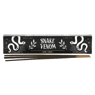 Image of 15 Snake Venom Dark Opium Incense Sticks: Vegan, Hand Rolled &amp; Fragrant Pack with Holder. Caution: Buy Online