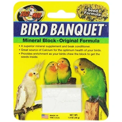 Image of Zoo Med bird banquet food block, feeder, seeds