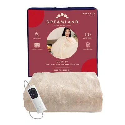 Image of Dreamland Cosy Up Silky Soft Cream Faux Fur Warming Throw 160x120cm