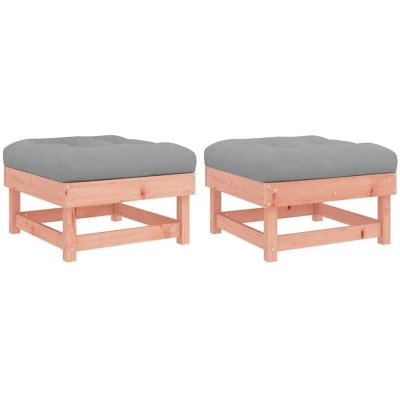 Image of vidaXL Garden Footstools with Cushions 2pcs Solid Wood Douglas