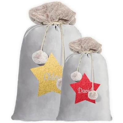 Image of Print Maniacs Personalised Christmas Santa Sack Stocking for Dad Extra Large with Luxury Fur Trim Christmas, Ideal Holiday Decor and Gifts