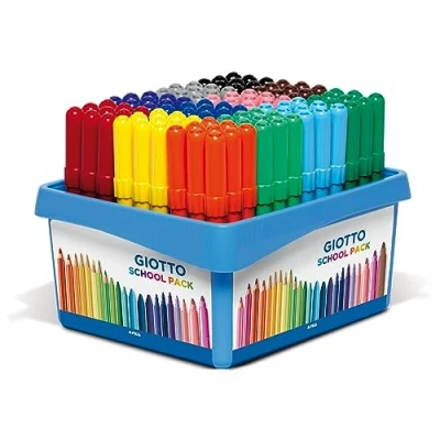 Image of GIOTTO Turbo Maxi Super Washable Felt Tip Fibre Pens, Large Nib 5mm, Schoolpack, 108 x Assorted Colours, Ideal for Children, Parties and Schools