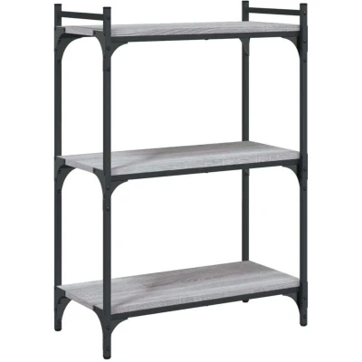 Image of vidaXL Bookcase 3 Tier Grey Sonoma 60x30x86 cm Engineered Wood