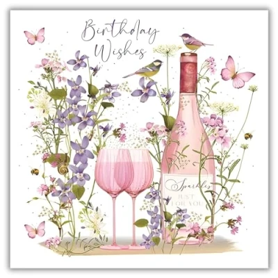 Image of Female Birthday Card for Her General Women Birds and Flowers Artistic Floral Design Special Finish Made in the UK Eco Friendly