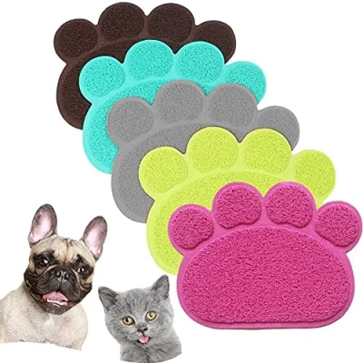 Image of JOYJULY PVC Pet Dog Cat Puppy Kitten Dish Bowl Food Water Placemat Mat Paw Shape (Rose)
