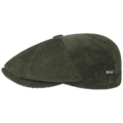 Image of Lipodo Men s 8 Panel Cord Flat Cap Cotton Italian Made Ivy Plain Color Peaked Fall/Winter Regular fit Style Lined Winter hat Olive XL (60 61 cm)