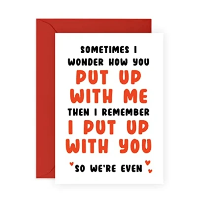 Image of Central 23 Husband Anniversary Card Birthday Cards For Wife &#039;How You Put Up With Me&#039; Boyfriend Valentines Funny Her Him Girlfriend Men Women Comes Stickers