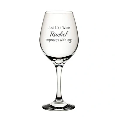 Image of Personalised Engraved Wine Glass Just Like Your Name Improves with Age