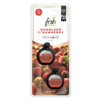 Image of FRSH Scents FR9200 Woodland Strawberry x2 Mini Vent Clip Deluxe Diffuser Air Freshener Lifespan of Upto 90 Days Ideal for Any Sized Car
