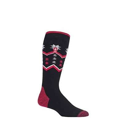 Image of Mens 1 Pair SOCKSHOP Heat Holders 1.0 TOG Slalom Adventure Ultra Lite Ski Socks Black Fairisle 6 11