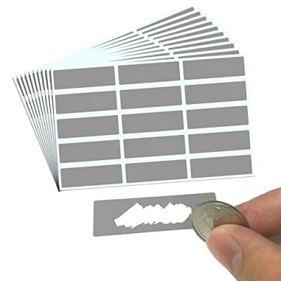 Image of 150 Pieces, 48 x 15 mm, Scratch Off Stickers Labels Grey Rectangle