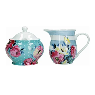Image of Mikasa Clovelly Milk Jug and Sugar Bowl Set in Gift Box, Porcelain, Multi Colour, 2 Pieces