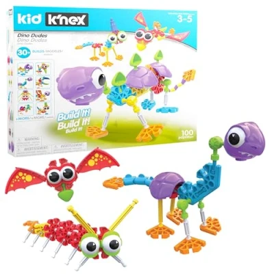 Image of Kid K&#039;NEX Dino Dudes Building Set 30 Model Kids Craft with 100 Pieces, Educational Toys for Kids, Fun Boys and Girls, Construction Ages 3+ Basic 85611