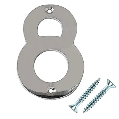 Image of Merriway BH03007 Polished Chrome Screw On House Flat Gate Post Numeral 50 mm (2 Inch) Number 8