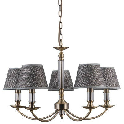 Image of Italux Lighting Classic Hanging Pendant Antique Bronze 5 Light with Grey Shade, E14 ITLPND 43272 5A