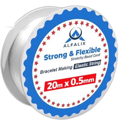 Image of 20mx0.5mm Clear elastic for Bracelet making Strong &amp; Stretchy String, Durable Transparent Thread, Jewellery Beading DIY Craft Projects String