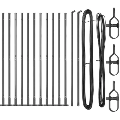 Image of vidaXL Fence Posts with Base Plates 13 pcs Ø32mm 88,5cm Galvanised Steel