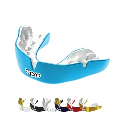 Image of OPRO Instant Custom Fit Mouth Guard, Dentist Mouthguard, Revolutionary Fitting Technology for Ultimate Comfort, Protection &amp; Fit, Gum Shield Rugby, Boxing, Hockey, MMA (Sky Blue, Youth)