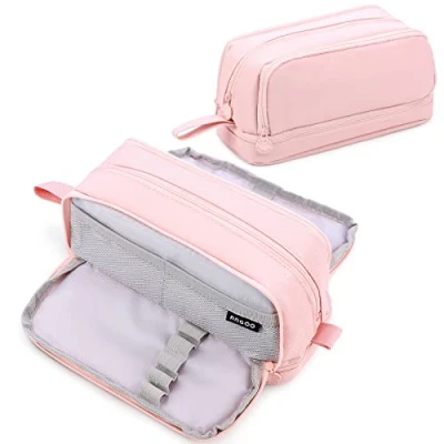 Image of Eucomir Pencil Case with 4 Compartments for Girls Boys, Large Stationery Organizer Aesthetic Kids Women Men Teenagers Students,Pink
