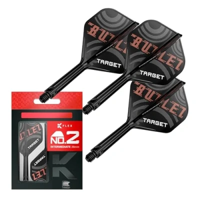Image of TARGET Darts Stephen Bunting K Flex Flights and Shaft System, No.2 Pack of 3 Kflex All In One Flights, Player Edition Accessories Dart Stem Intermediate (26mm)