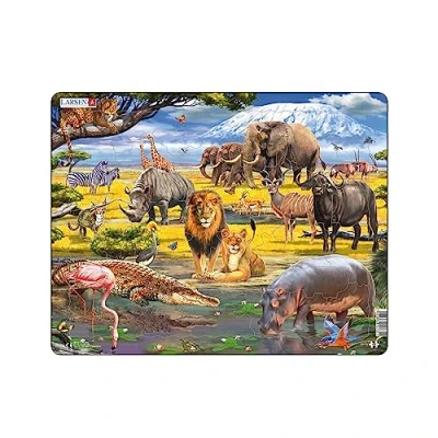 Image of Larsen FH30 African Savannah with Mount Kilimanjaro in the Background, 43 Piece Boxless Tray &amp; Frame Jigsaw Puzzle