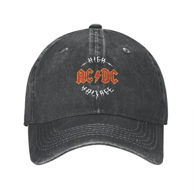 Image of Baseball Cap Hiphop Sun Hat AC DC Heavy Metal Caps Casual Distressed Washed Music Rock Unisex Outdoor Activities Adjustable Fit Hats Birthday Gifts for Women Men