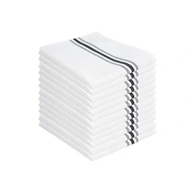 Image of Arkwright Bistro Dinner Cloth Napkins (Pack of 12) Absorbent, Soft, and Washable Professional Restaurant Quality Table Linen with French Stripes, 18 x 22 in, Black