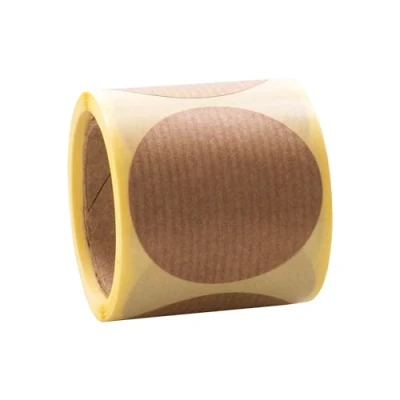 Image of MD Labels Ribbed Natural Brown Round Kraft Stickers 47 mm Pack of 100 Decorative Vitage Gift
