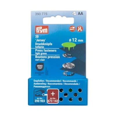 Image of Prym 390775 Press Studs Jersey 12 mm Light Green Compatible with Vario Creative Tool