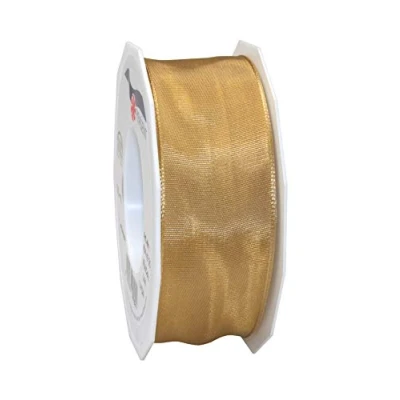 Image of Präsent Lyon Wired Taffeta Ribbon Ocher 40 mm Width, 25 m Length
