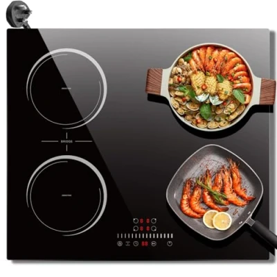 Image of Induction Hob 60cm, Nefaracy 4 Zone Electric 2800W, Built in Cooker with Extended Zone, Pause &amp; Timer, Safety Lock, 220V Plug