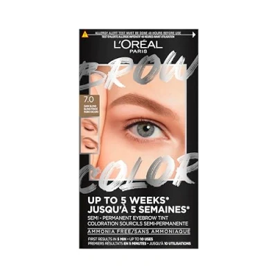 Image of L&#039;Oréal Paris, Semi Permanent Eyebrow Tint, Lasts Up to 5 Weeks, Visible Results in Minutes, 10 Uses, Ammonia Free, Brow colour, Shade: 7.0 Dark Blonde
