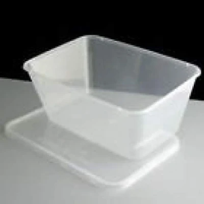 Image of 1000ml Plastic Rectangular CONTAINERS &amp; LIDS Clear Microwave Safe Food Takeaway (Qty : 10)