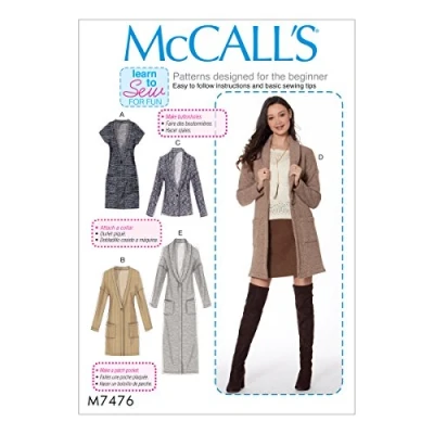 Image of Mccall&#039;s Patterns 7476 Y,Misses Vest and Cardigans,Sizes XSM MED, Tissue, Multi Colour, 60 x 109 0.64 cm